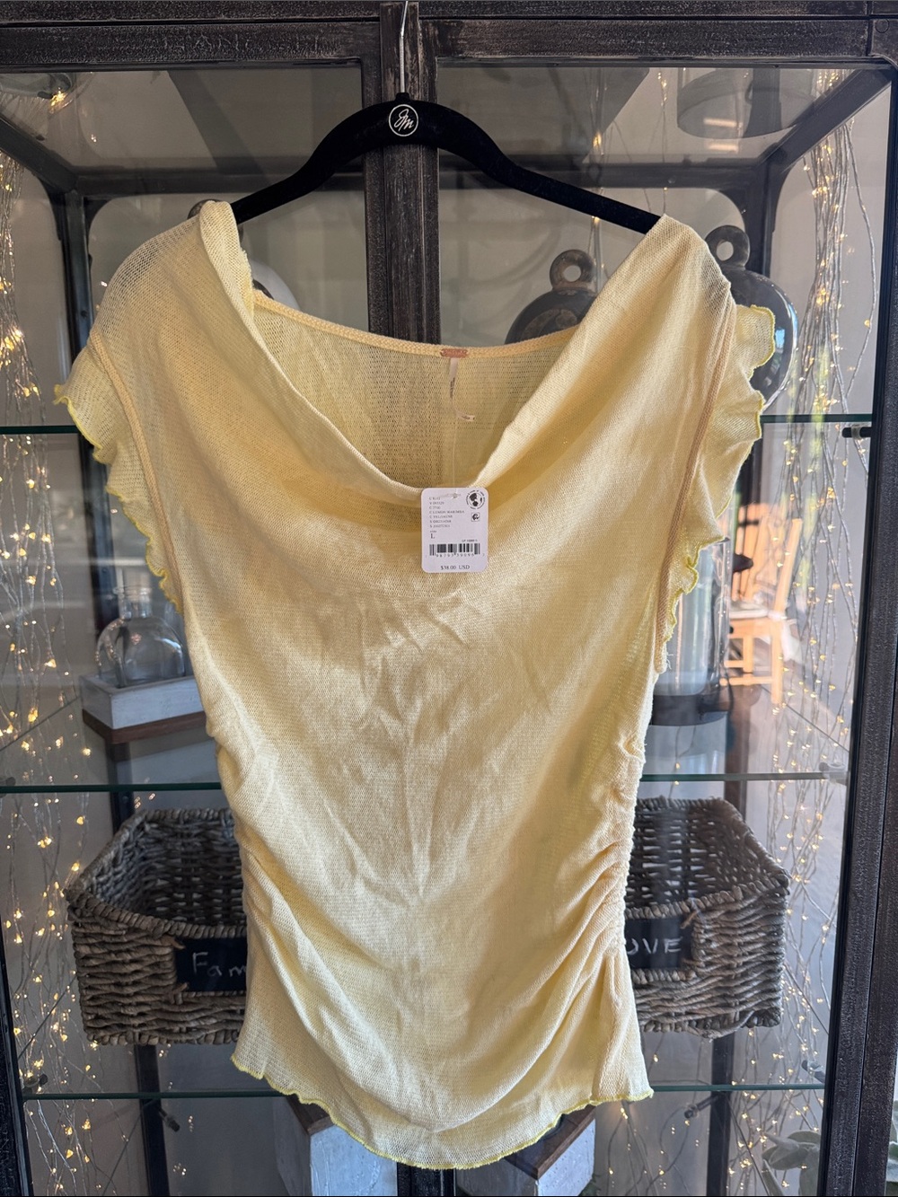 Free people ash knit Light Yellow Women's Ruched Knit Top